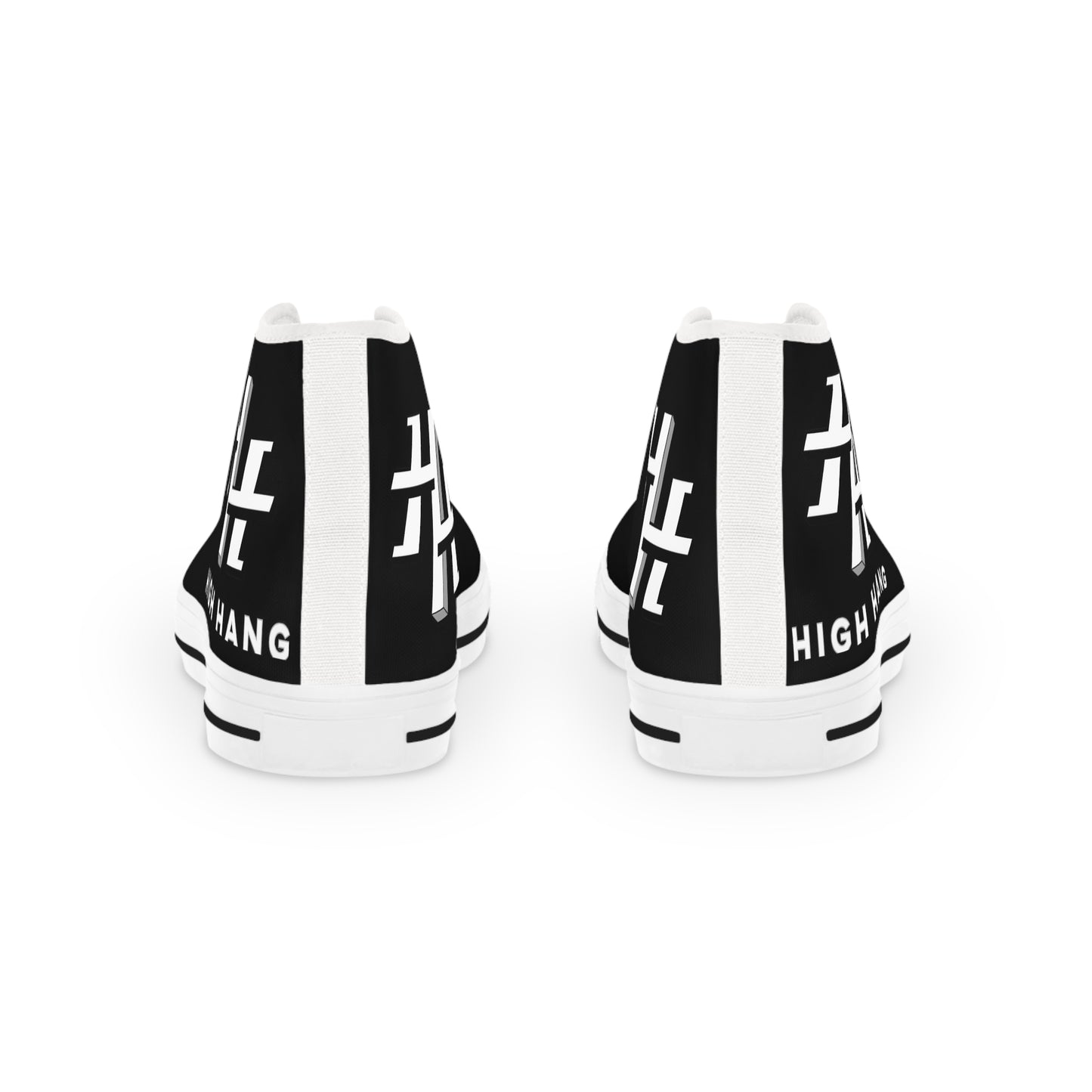 Men's High Top Sneakers — Black Minimalist Logo Canvas Shoes