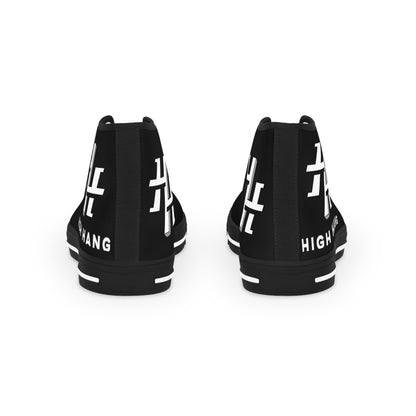 Men's High Top Sneakers — Black Minimalist Logo Canvas Shoes