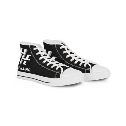 Men's High Top Sneakers — Black Minimalist Logo Canvas Shoes
