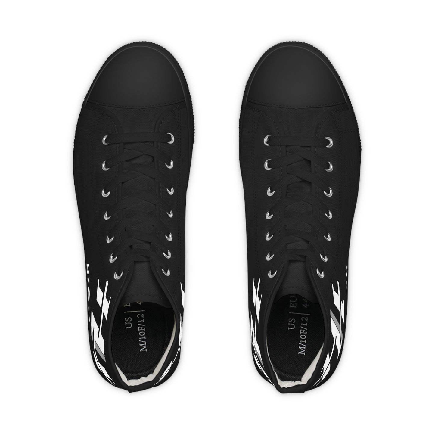 Men's High Top Sneakers — Black Minimalist Logo Canvas Shoes