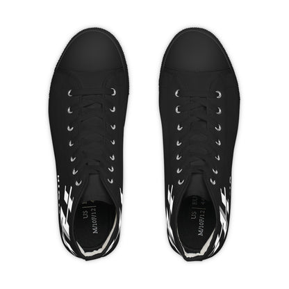 Men's High Top Sneakers — Black Minimalist Logo Canvas Shoes