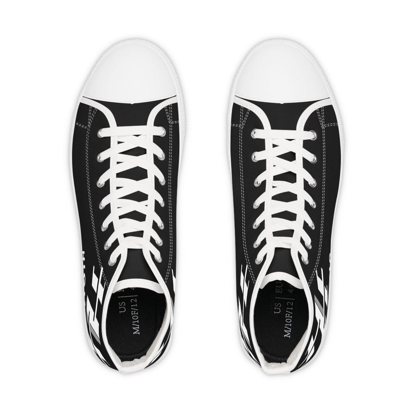 Men's High Top Sneakers — Black Minimalist Logo Canvas Shoes
