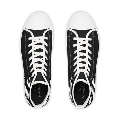 Men's High Top Sneakers — Black Minimalist Logo Canvas Shoes